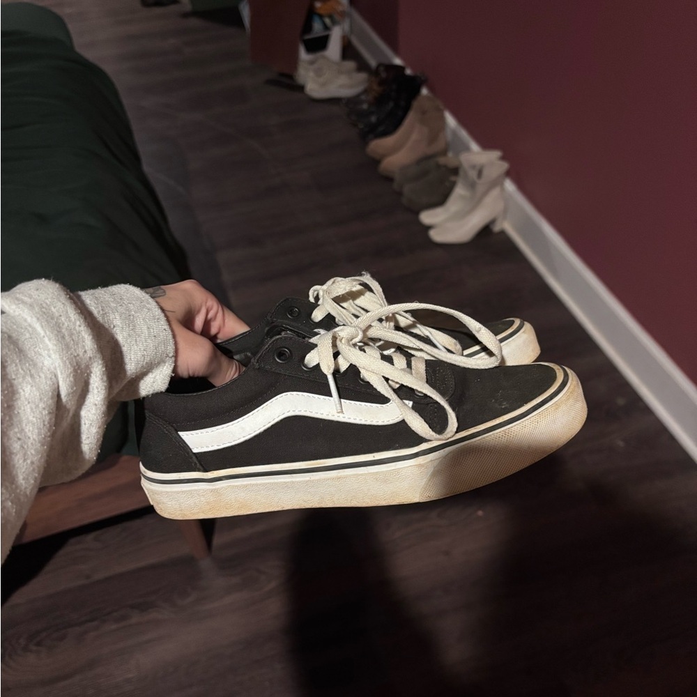 Vans Black and White Low Top Skate Sneakers